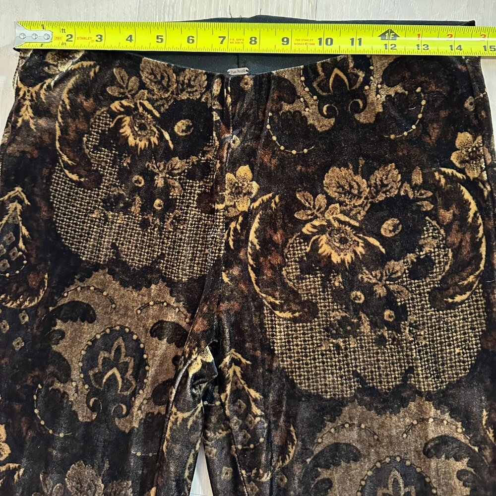 Free People Brown Velvet Flares Stretchy Boho 70s Maximal Festival Pattern Sz S - Picture 7 of 8